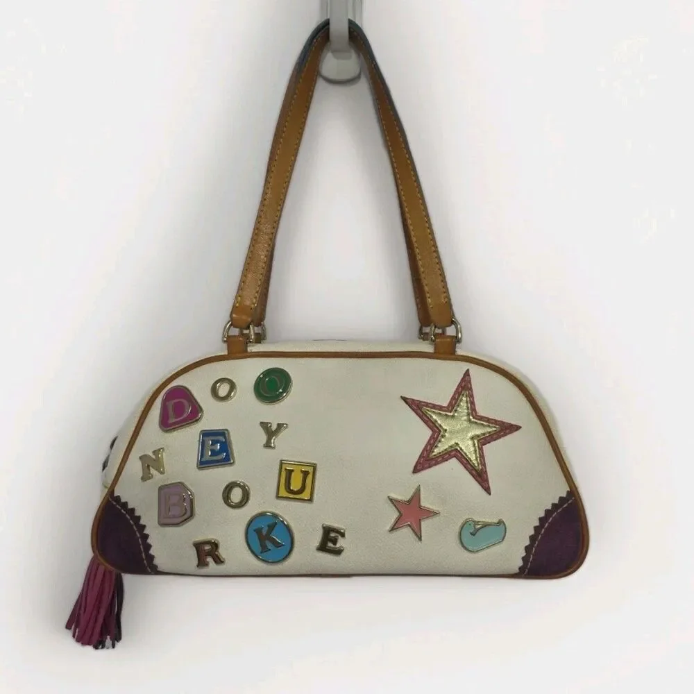 Vintage Dooney & Bourke x Lindsay Lohan White Y2K Shoulder Charm Bag Rare! - Picture 1 of 16